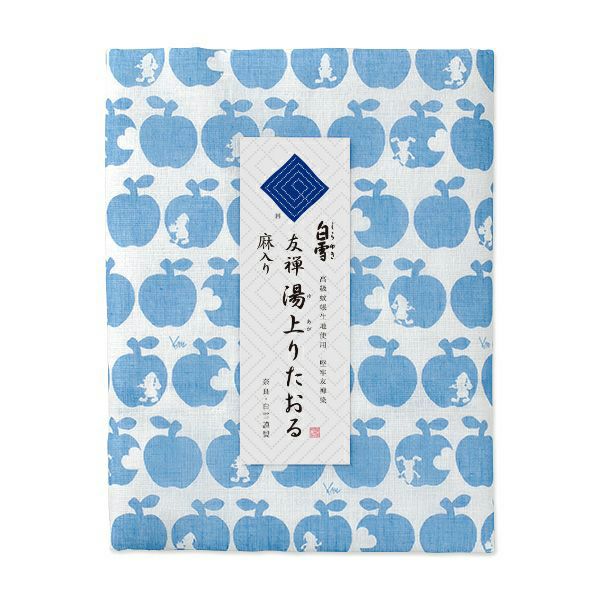 Drap de douche SHIRAYUKI YUZEN -  Blanche neige/ bleu brillant